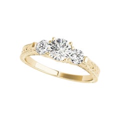 GIA 2,81ct Anello di diamanti vintage Infinity a tre pietre in oro giallo 18K