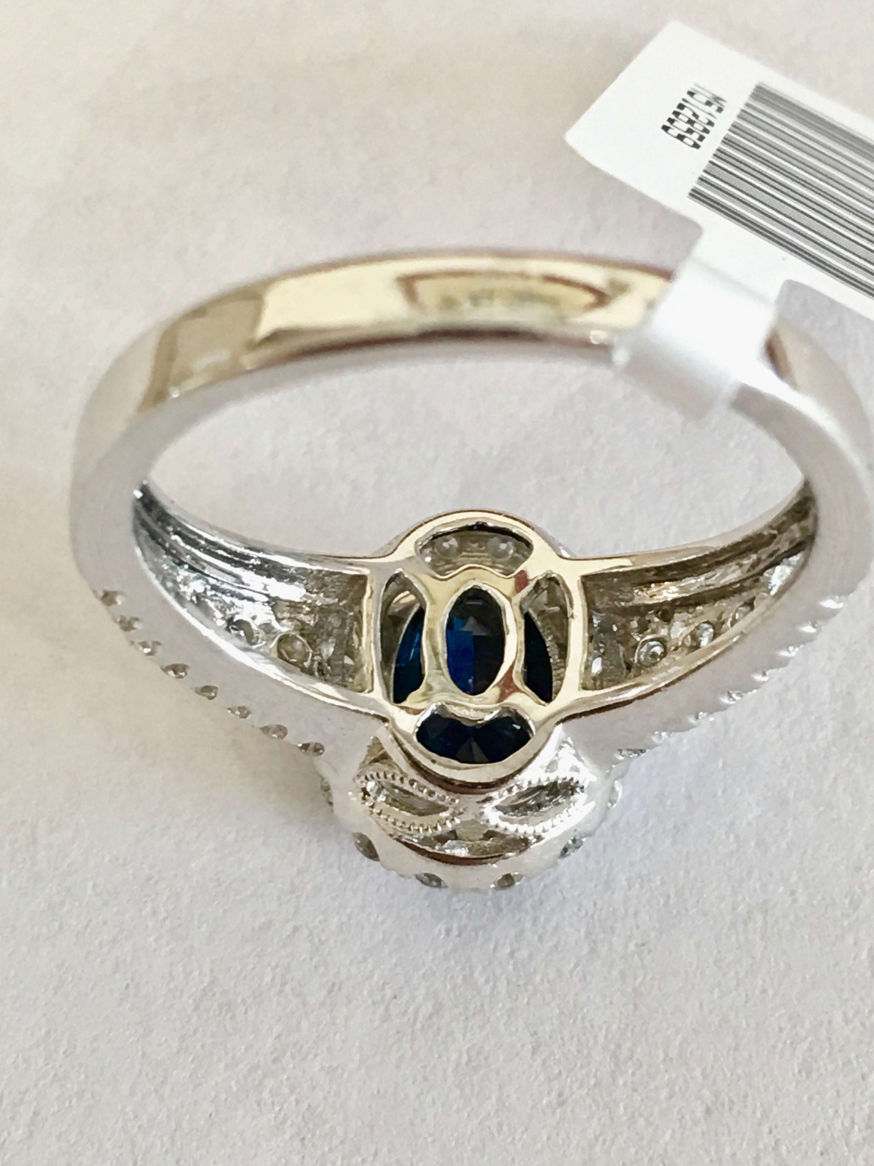 GIA 2.82 Carat Sapphire Diamond Halo Engagement Ring 18 Karat White Gold 1