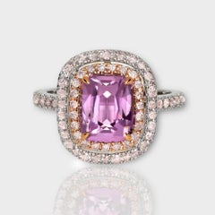 GIA 2,82 Ct Anello di fidanzamento con spinello viola rosato e diamante rosa non riscaldato