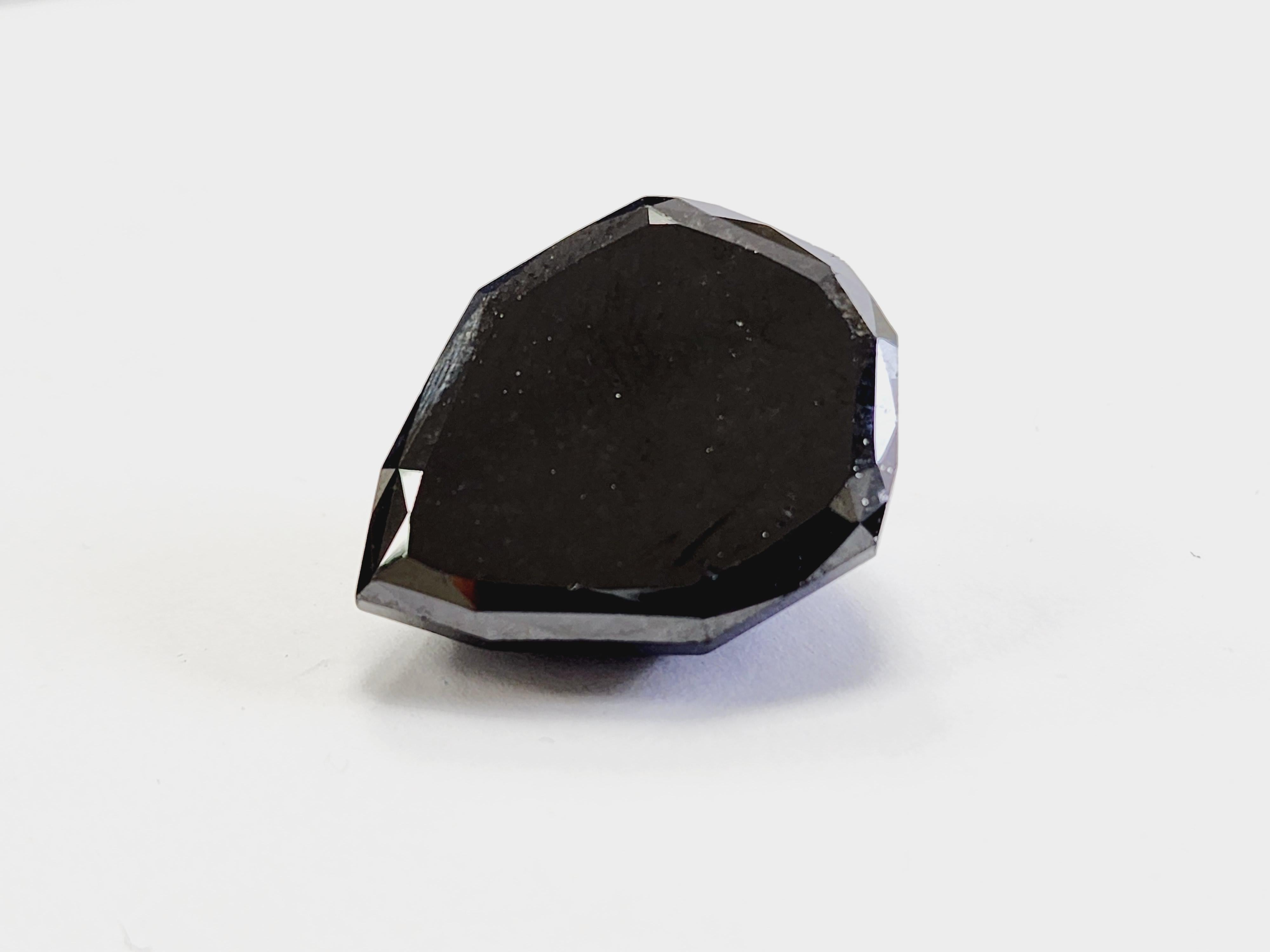 GIA 28.42 Karat Ausgefallener schwarzer birnenförmiger loser Diamant (Tropfenschliff)