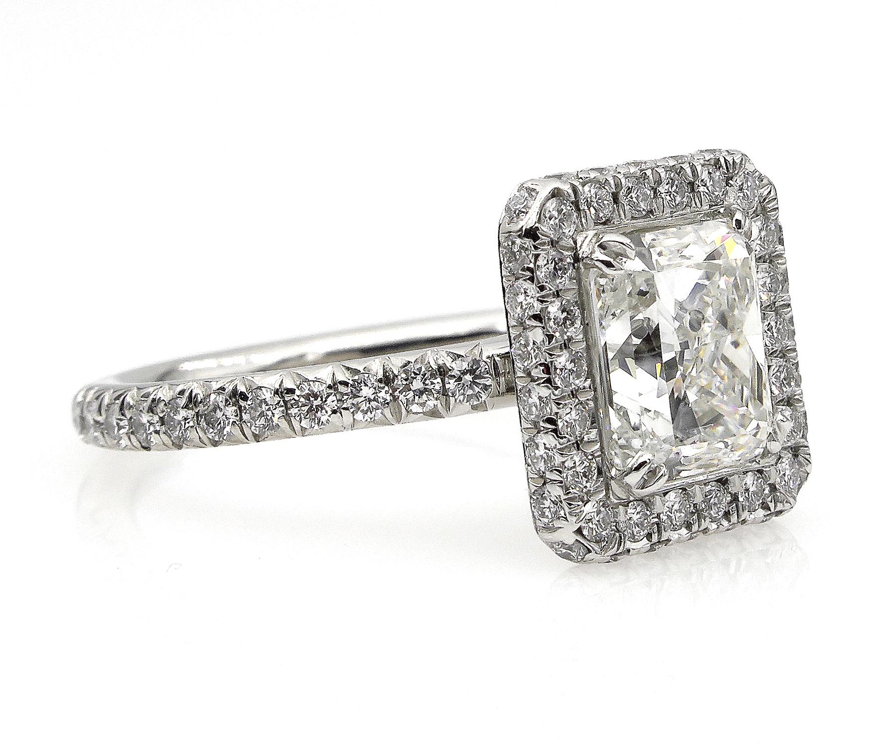 This Exquisite Diamond ring with an Radiant cut Center Diamond 2.02Ct I color SI2 clarity GIA CERTIFIED will take your breath away!
Great opportunity to own a 100% NATURAL NONE-treated, Great Quality diamond for an exceptional price! You can