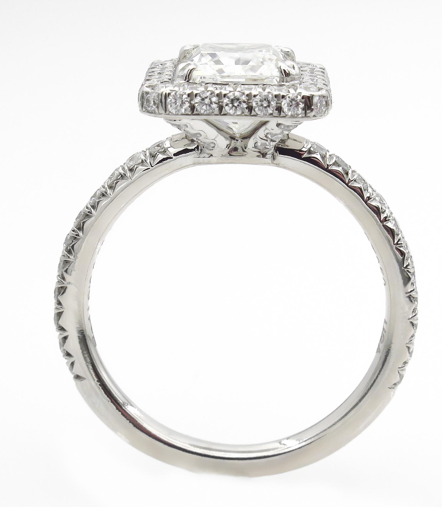 GIA 2.84 Carat Vintage Radiant Cut Diamond Engagement Wedding Platinum Ring 1