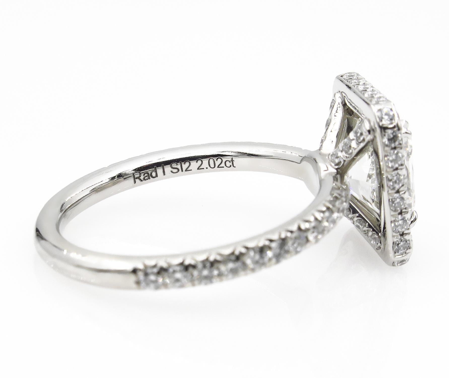 GIA 2.84 Carat Vintage Radiant Cut Diamond Engagement Wedding Platinum Ring 4