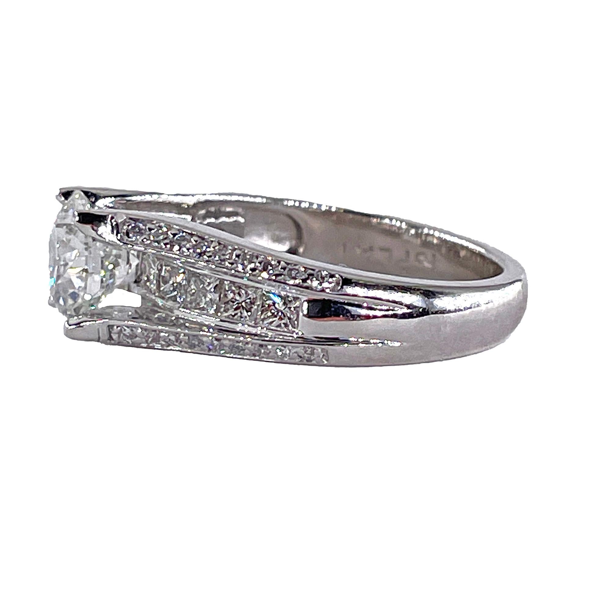 GIA 2.85ctw H SI1 Round Cut Diamond Engagement Wedding Platinum Estate Ring For Sale 1