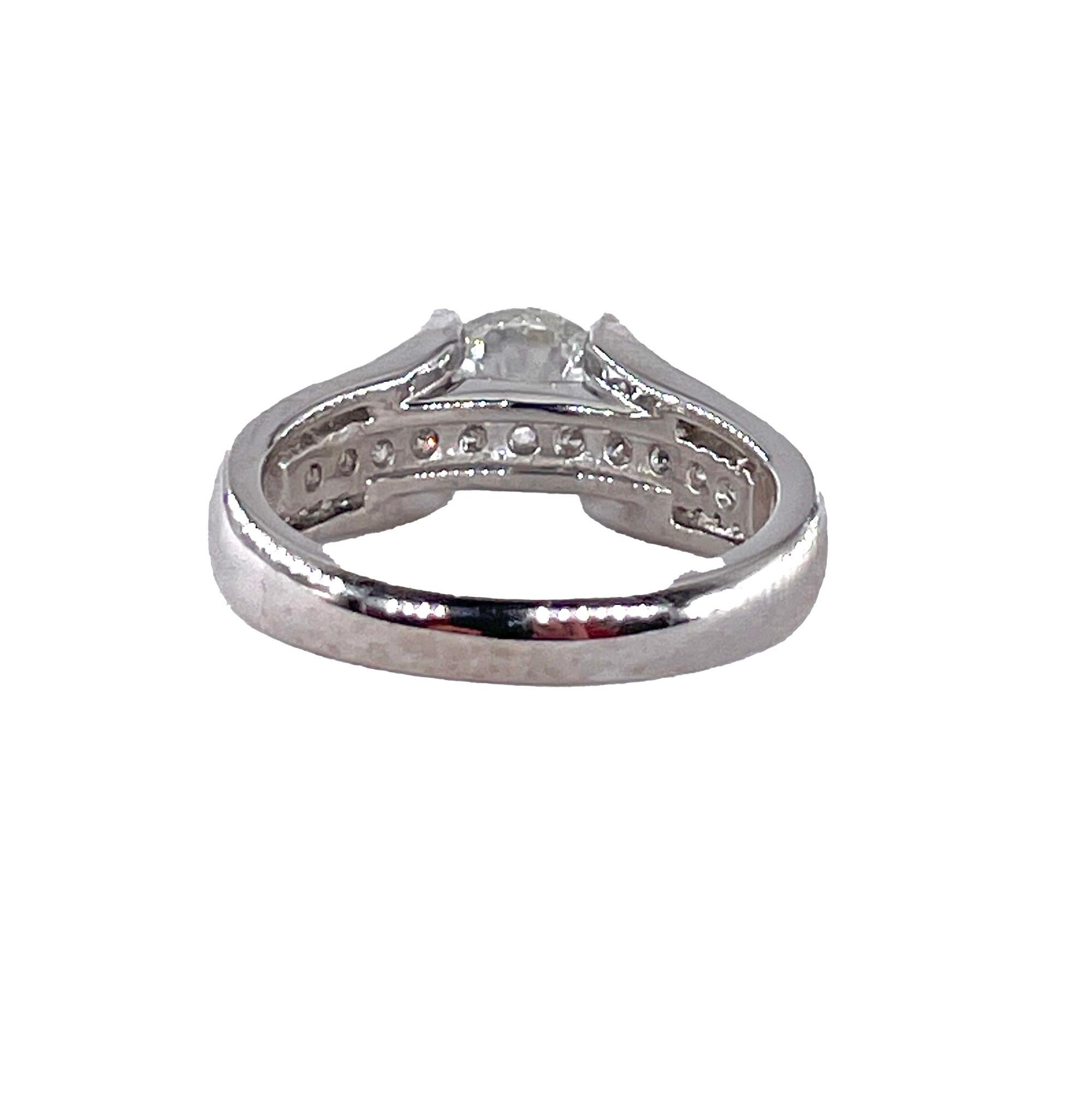 GIA 2.85ctw H SI1 Round Cut Diamond Engagement Wedding Platinum Estate Ring For Sale 4