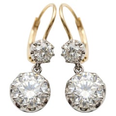 GIA 2,85ctw Diamonds Mine Vecchio Taglio Europeo Orecchini a goccia in oro 18K