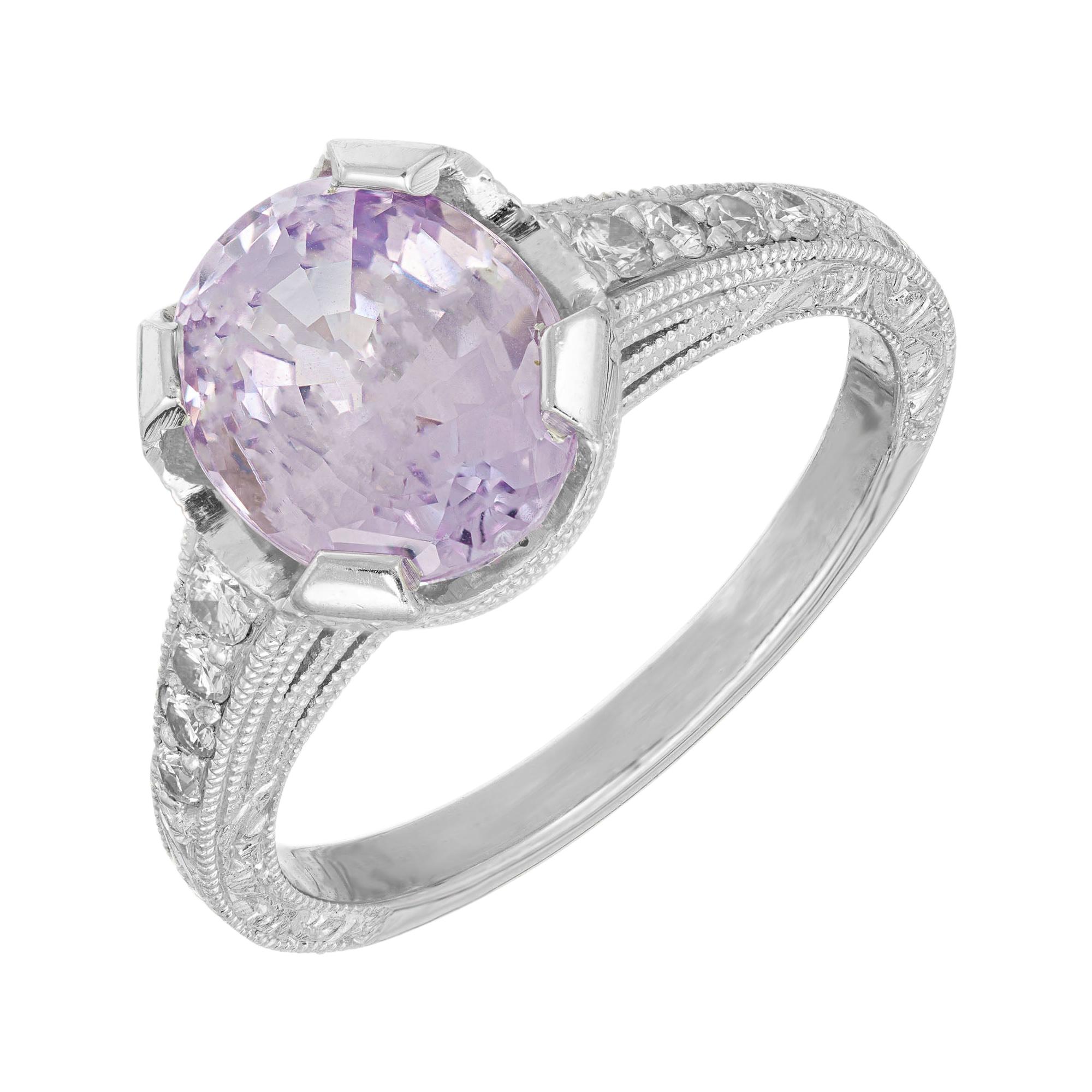 GIA 2.86 Carat Purple Natural Sapphire Diamond Platinum Engagement Ring
