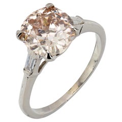 GIA 2.87 carat old European cut diamond platinum engagement ring