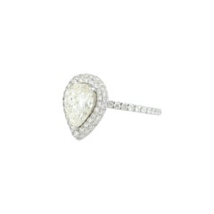 GIA 2.88 Carat Pear Shape Diamond Double-Halo Engagement Ring 18 Karat In Stock