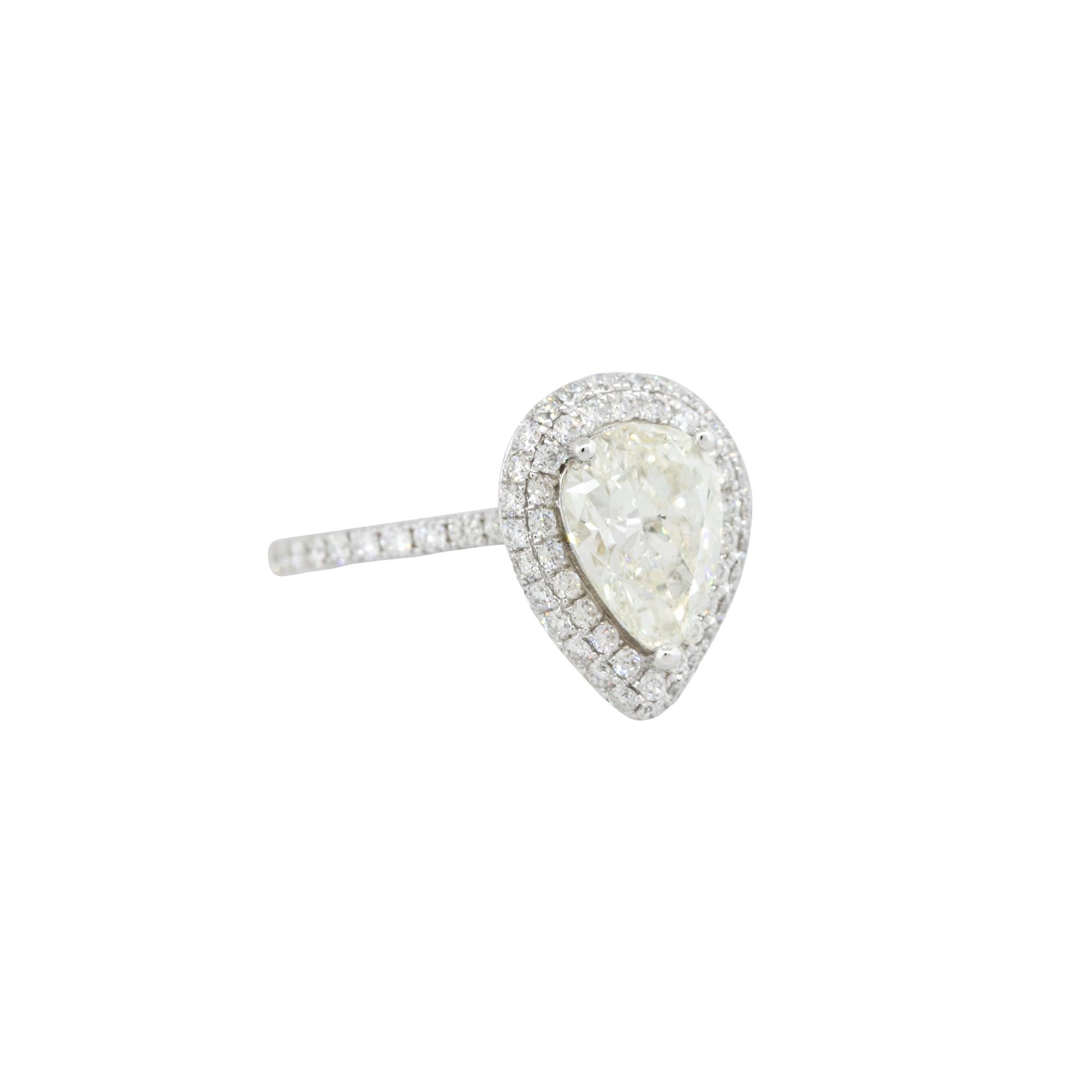 Modern GIA 2.88 Carat Pear Shape Diamond Double-Halo Engagement Ring 18 Karat In Stock For Sale