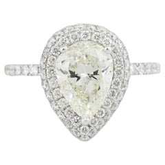 GIA 2.88 Carat Pear Shape Diamond Double-Halo Engagement Ring 18 Karat In Stock