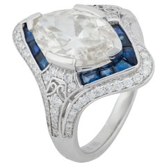 GIA 2.89 carat diamond sapphire 18k white gold engagement ring GIA 2.89 carat diamond sapphire 18k white gold engagement ring