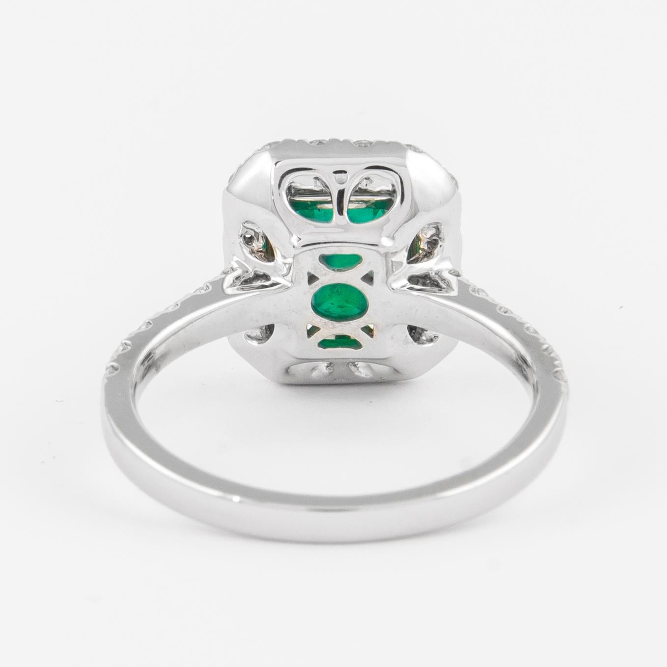 Emerald Cut GIA 2.90ctt Emerald and Diamond Halo Ring 18k Gold