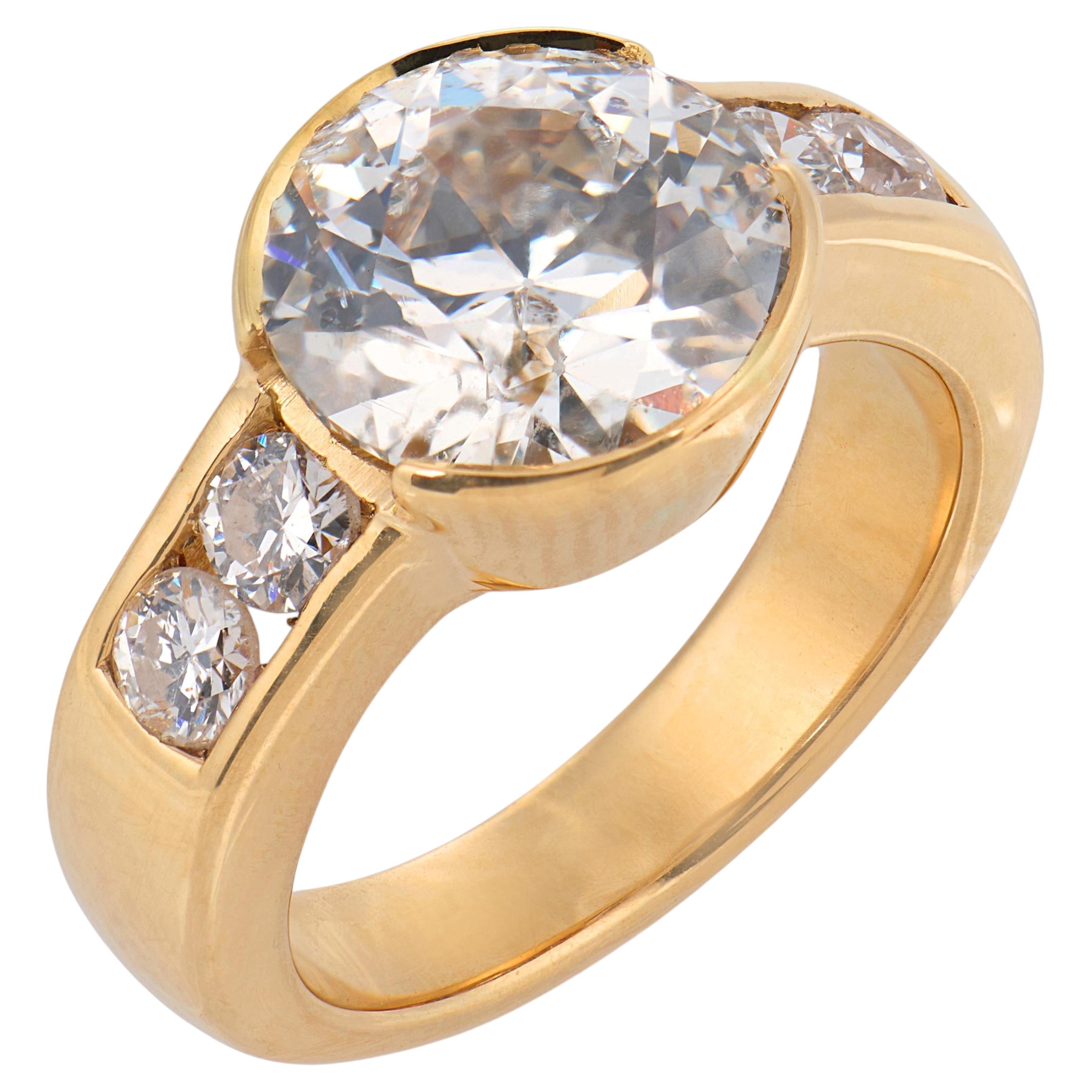 GIA 2.95 carat diamond 18k yellow gold engagement ring