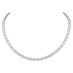 GIA 29.69 carats D-SI Diamond Platinum Oval Brilliant Cut Tennis Necklace