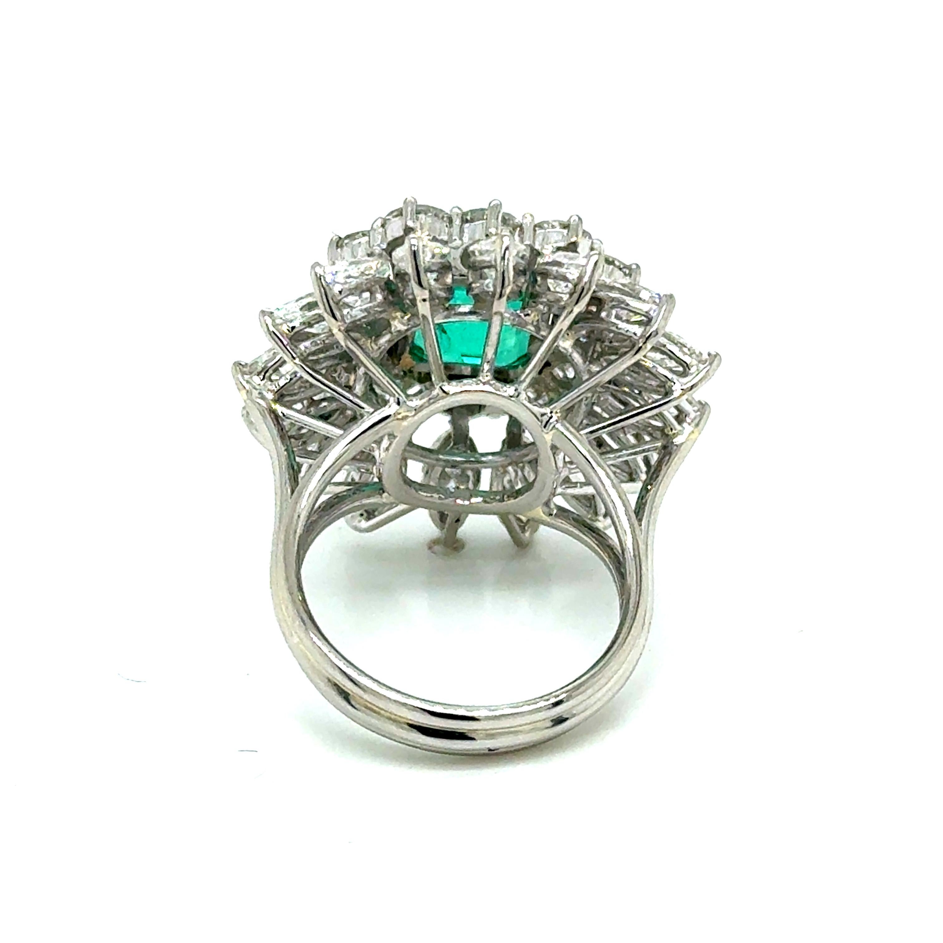 GIA Esmeralda colombina natural de 2,99 quilates y diamantes Plat / Anillo de 18 quilates en venta 5