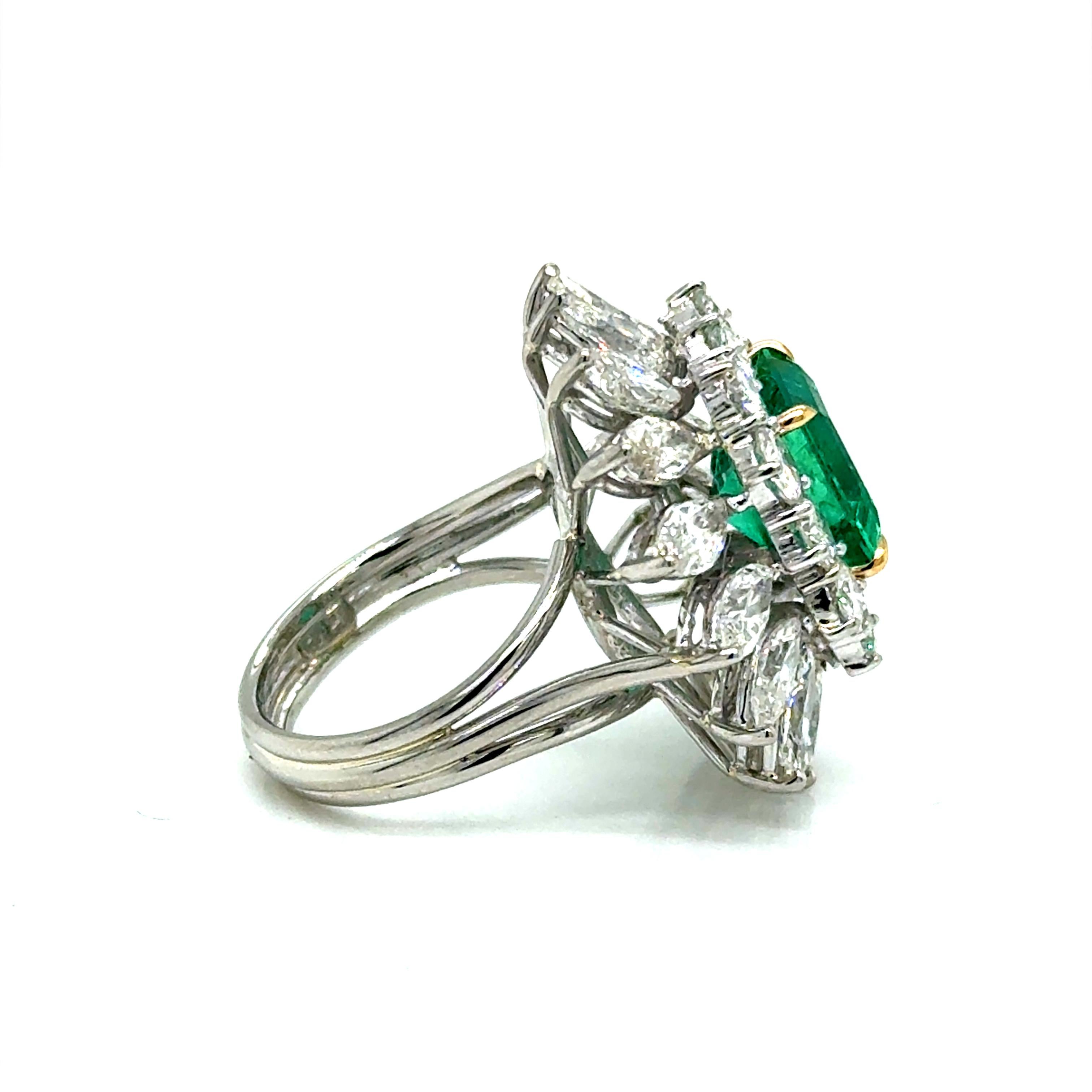 GIA Esmeralda colombina natural de 2,99 quilates y diamantes Plat / Anillo de 18 quilates en venta 6
