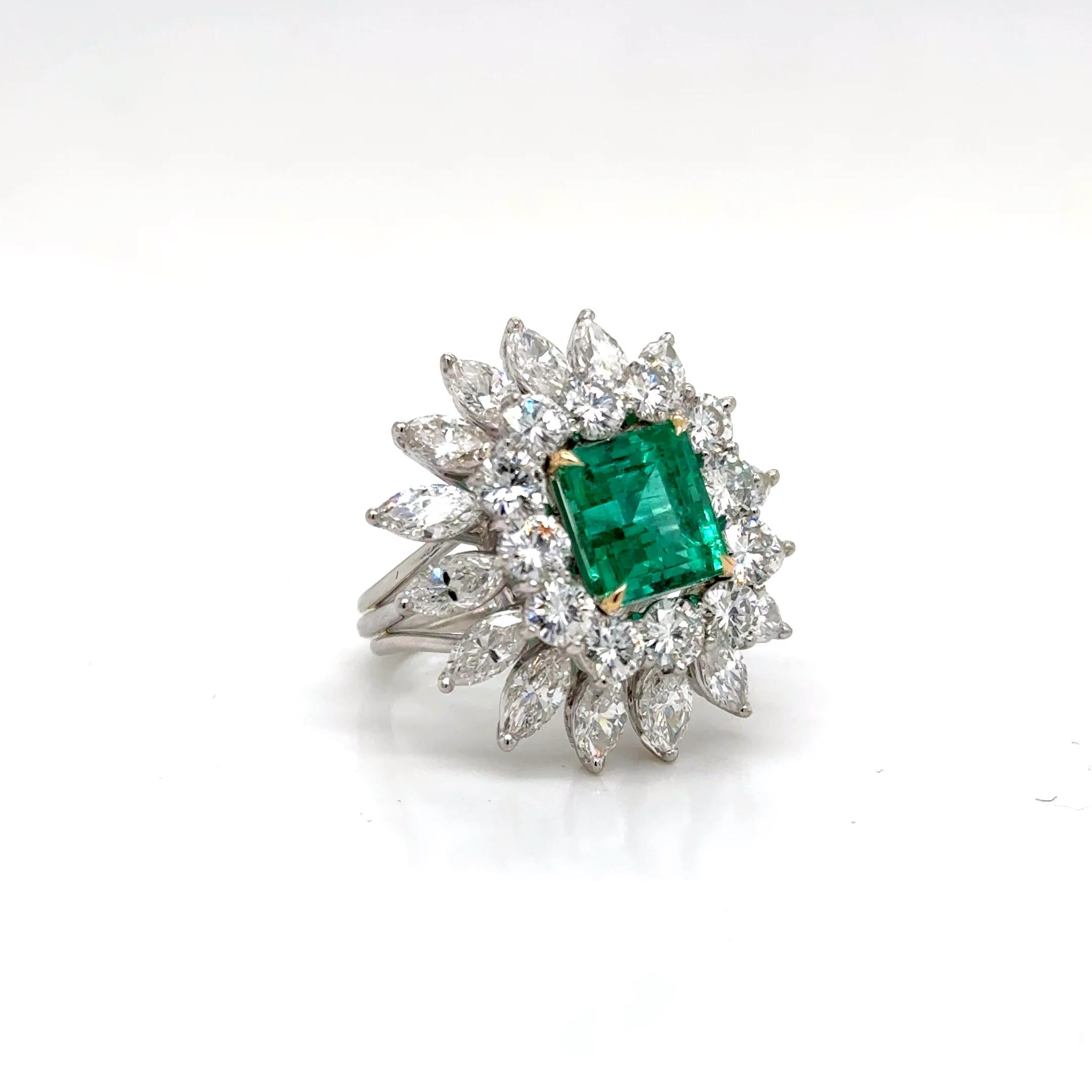 GIA Esmeralda colombina natural de 2,99 quilates y diamantes Plat / Anillo de 18 quilates en venta 1