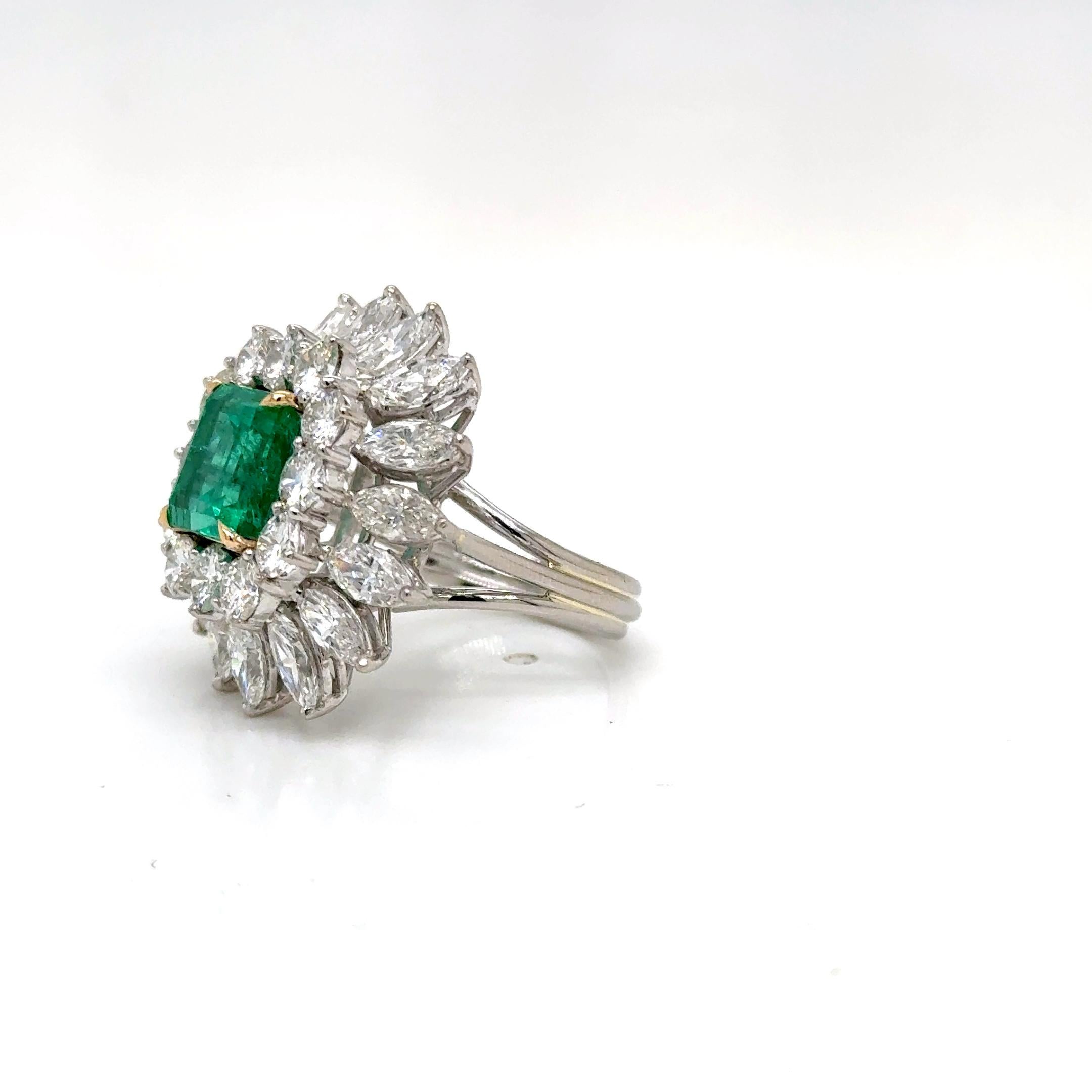 GIA Esmeralda colombina natural de 2,99 quilates y diamantes Plat / Anillo de 18 quilates en venta 2