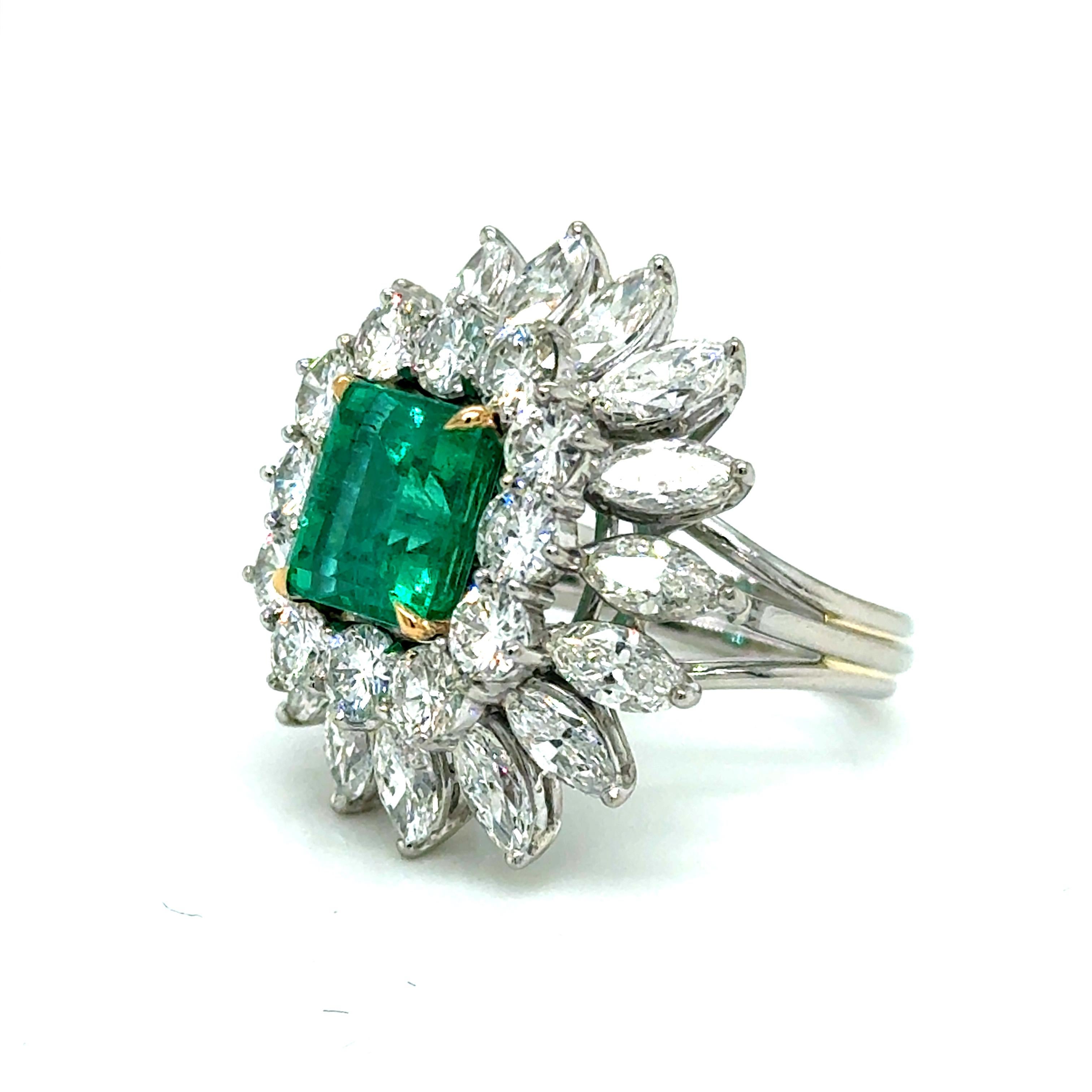 GIA Esmeralda colombina natural de 2,99 quilates y diamantes Plat / Anillo de 18 quilates en venta 4