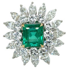 GIA Esmeralda colombina natural de 2,99 quilates y diamantes Plat / Anillo de 18 quilates