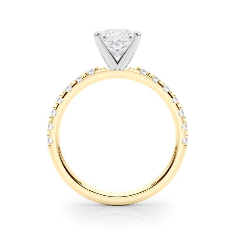 GIA 2ct Principessa Solitario con Mezza Eternità Anello con Diamante in Oro Giallo 18K In condizioni Nuovo in vendita a New York, NY