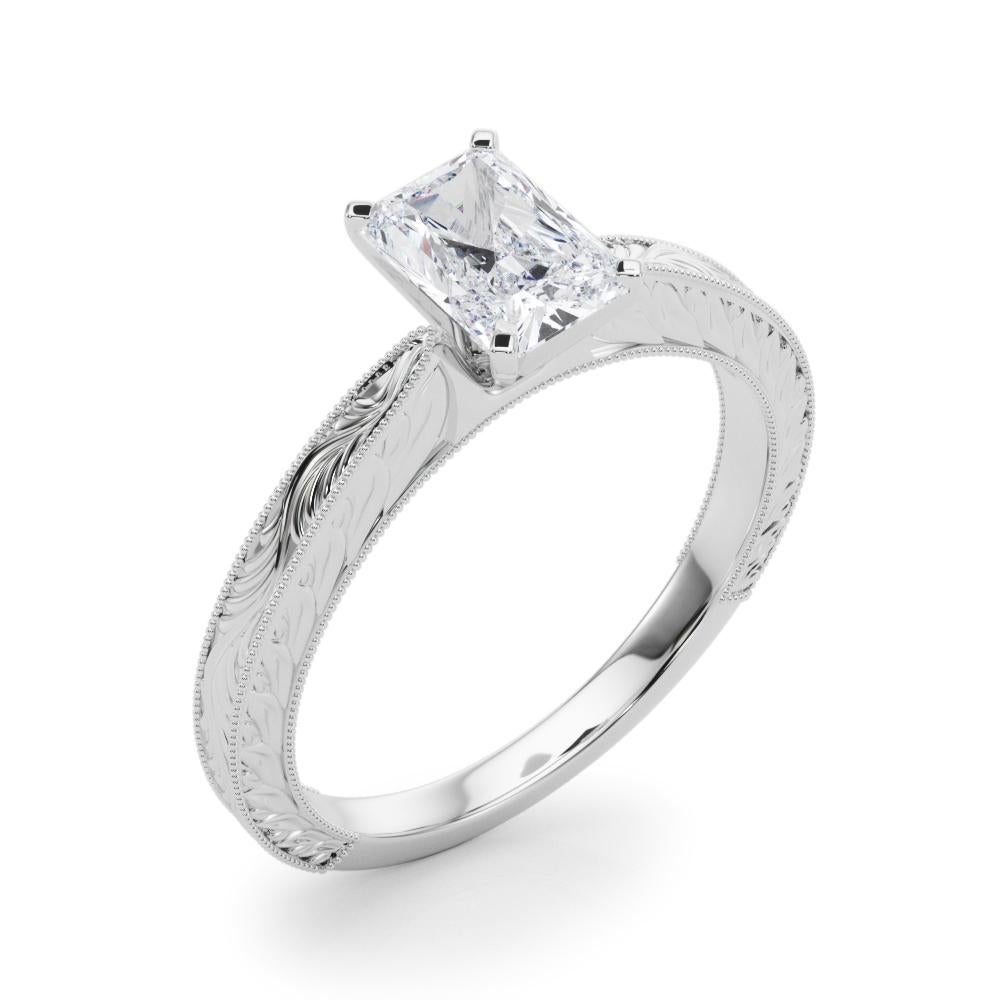 Donna GIA 2ct Radiant Classic Solitaire Anello con diamante antico inciso in oro bianco 18 carati