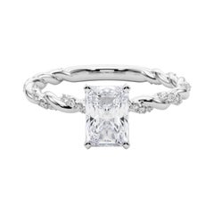 GIA 2ct Radiante Micro Pave Fascia a treccia intrecciata  Anello con diamante