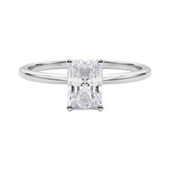 GIA 2 ct Radiante con garras Solitario Slim Band  Anillo de diamantes