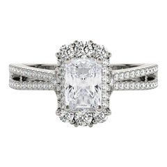 GIA 2ct Radiant Snowflake Cluster Split Shank  Diamond Ring