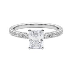 GIA 2ct Solitario radiante con mezza eternità Anello con diamanti in oro bianco 18 carati