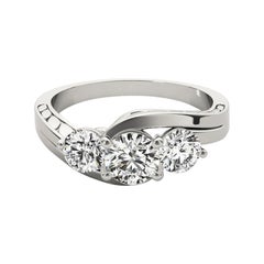 GIA 2ct Round 3-Stone Engraved Curved Shank  Diamantring
