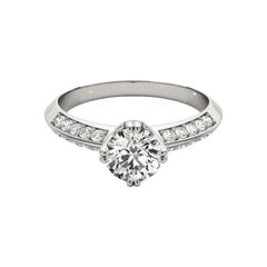 GIA 2ct Round Double Channel Knife Edge Band 18K White Gold Diamond Ring