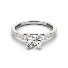 GIA 2ct Round Solitaire & Invisible Baguette 18K White Gold Diamond Ring