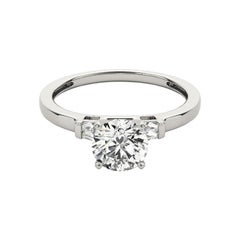GIA 2ct Round Solitaire & Invisible Baguette 18K White Gold Diamond Ring