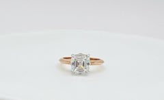 GIA Bague en or bicolore 18 carats diamant blanc taille Asscher de 3 carats