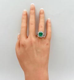 GIA 3 Carat Emerald Emerald Cut and White Diamond Ring in Platinum