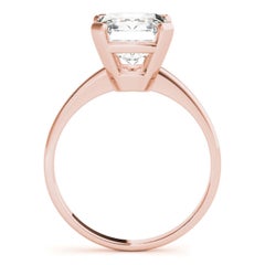 GIA 3 Carat Emerald Solitaire Basket 4-Prong 18k Rose Gold Diamond Ring