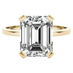 GIA 3 Carat Emerald Solitaire Basket 4-Prong 18K Yellow Gold Diamond Ring GIA 3 Carat Emerald Solitaire Basket 4-Prong 18K Yellow Gold Diamond Ring
