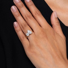 GIA Anillo de compromiso Toi Et Moi de doble diamante redondo y pera de 3 quilates