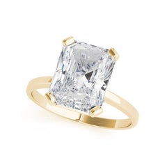 GIA 3 Carat Radiant Solitaire Basket 4-Prong 18K Yellow Gold Diamond Ring