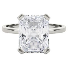 GIA 3 Carat Solitaire Radiant 4-Prong Basket Platiunum Diamond Ring
