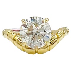 Runder GIA-Ring aus 18 Karat Gelbgold mit 3 Karat weißen Diamanten