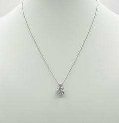 GIA 3 Carat White Diamond Round Solitaire Pendant Necklace in 18K White Gold