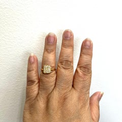 GIA 3 Carat Yellow Diamond Radiant Bezel Prong Ring in 18K Yellow Gold