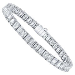GIA Pulsera de tenis de oro blanco de 30 quilates Diamantes talla esmeralda