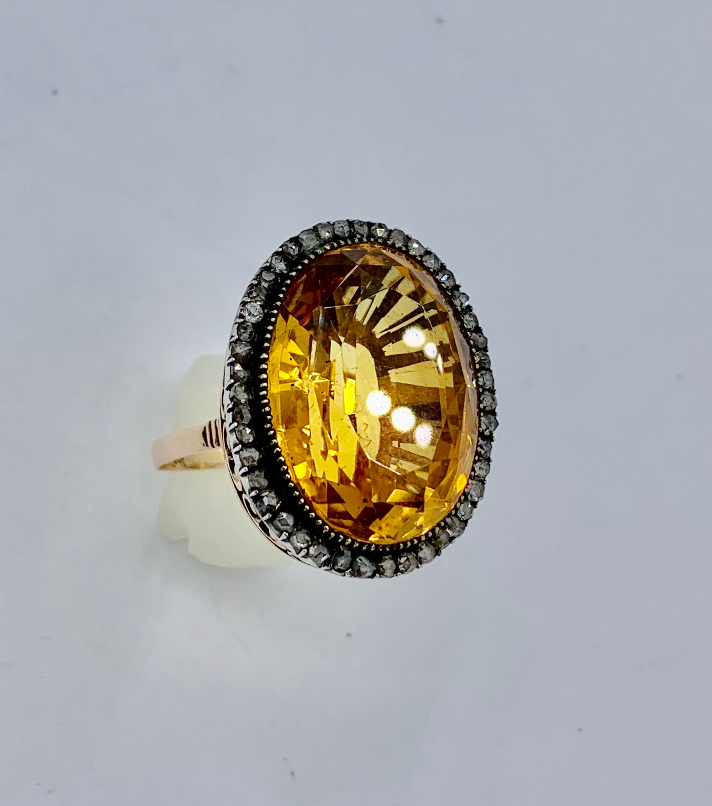 citrine and rose gold ring