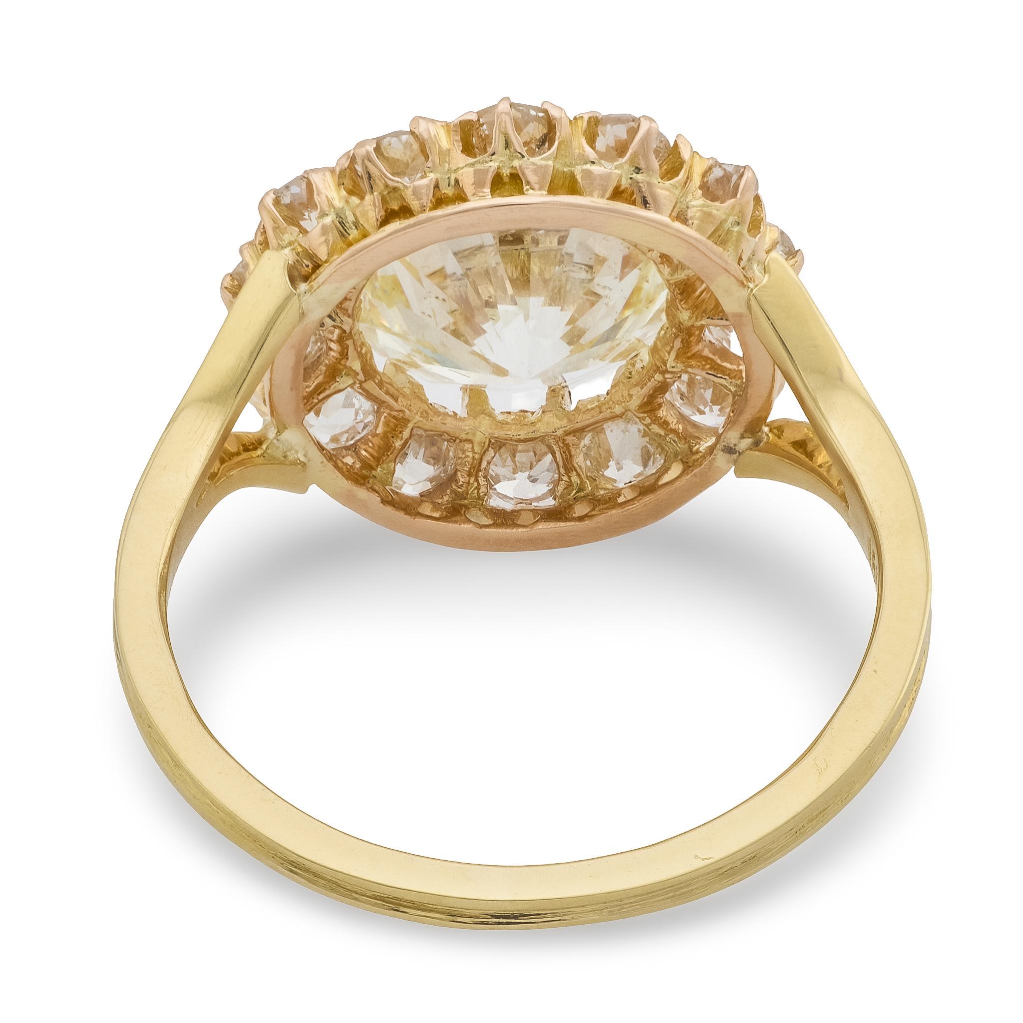 GIA Bague de fiançailles en or jaune 18k avec un diamant de 3,00 carats Bon état - En vente à Beverly Hills, CA