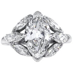 GIA 3.00 Carat Old Oval Moval Cut Diamond Platinum Antique Vintage Ring