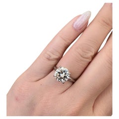 Used GIA 3.00 Carat Round Brilliant Diamond Solitaire Ring in Platinum